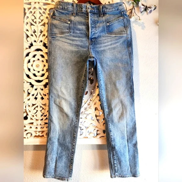 VERONICA BEARD RYLEIGH SLIM STRAIGHT HIGH RISE JEANS WITH YOKE Size 29/8 - Picture 2 of 14